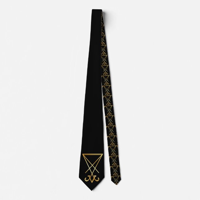 Gold Sigil of Lucifer occult religion symbol Tie (Front)