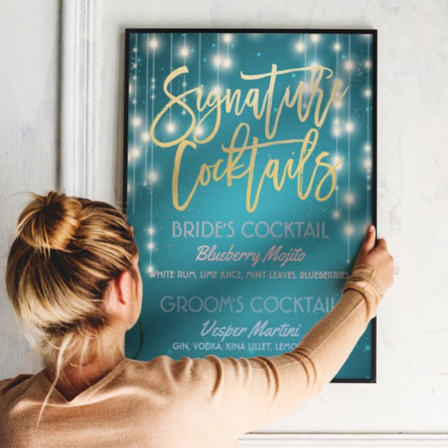 Gold Signature Cocktail Drink Menu Wedding Decor (Creator Uploaded)