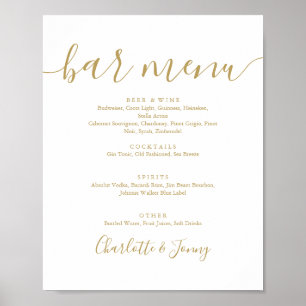 Gold Signature Script Bar Menu Sign