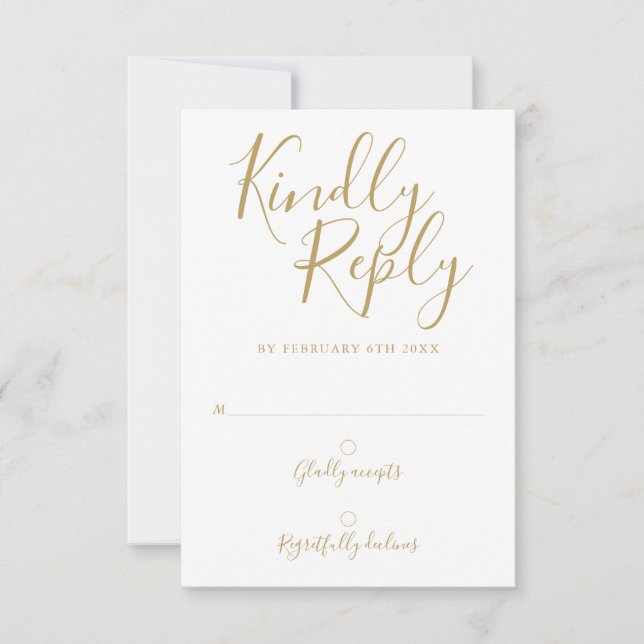Gold Signature Script Modern RSVP Card (Front)