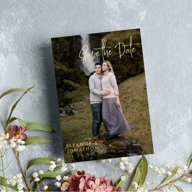 Gold Signature Script Photo Save the Date (Creator Uploaded)