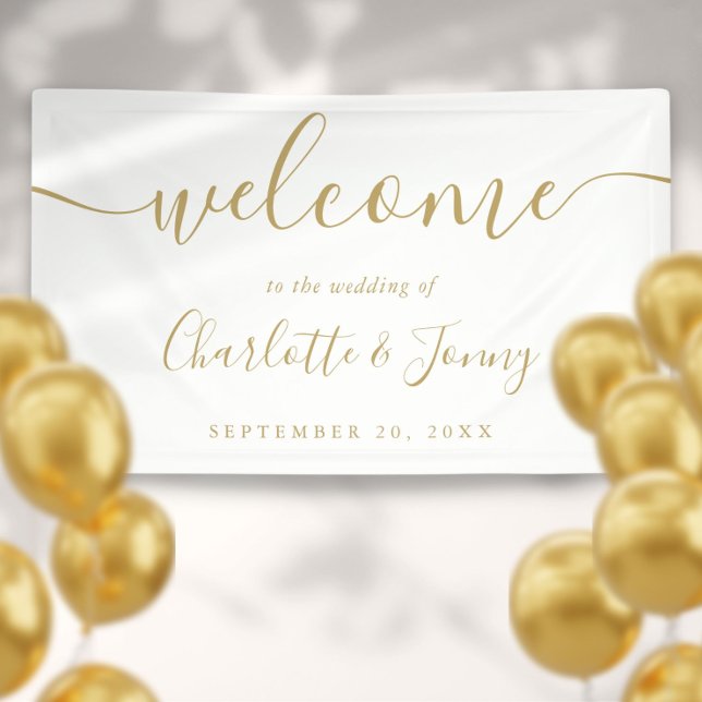 Gold Signature Script Wedding Welcome Banner (Gold Signature Script Wedding Welcome Banner)