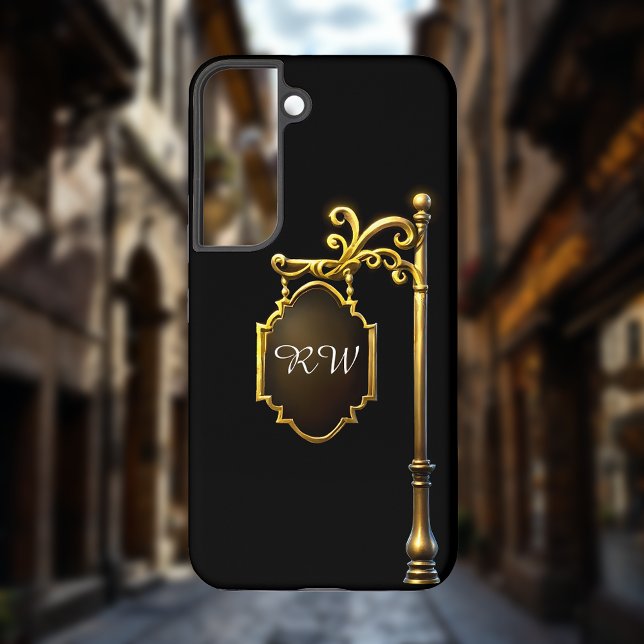 Gold Signpost Monogram Samsung Galaxy S22 Case (Creator Uploaded)