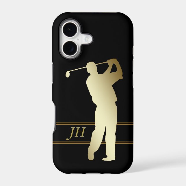 Gold Silhouette Golfer Monogram (Back)