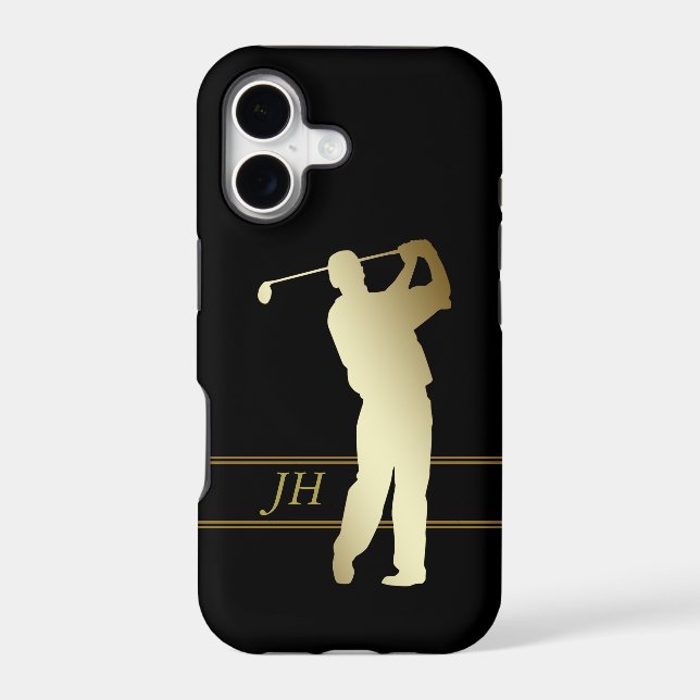 Gold Silhouette Golfer Monogram (Back)