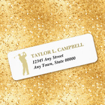 Gold Silhouette Golfer Return Address Label