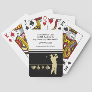 Gold Silhouette Player Golf Club Business Playing Cards