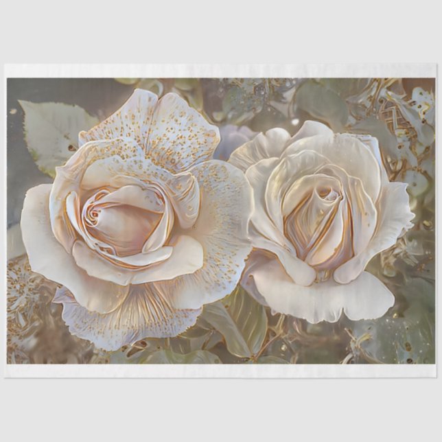 Gold Silk Beautiful Unique Roses Art Dream Tissue Paper (Front)