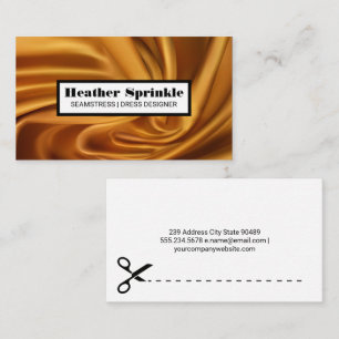 Gold Silk Fabric   Seamstress   Tailor Business Card