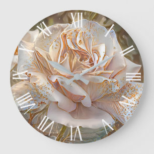 Gold Silk Rose Art Dream Large Clock
