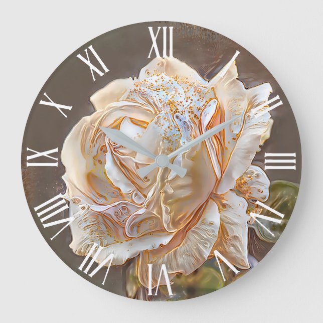Gold Silk Unique Rose Art Dream Large Clock (Front)