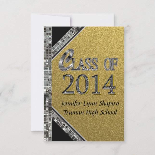 Gold & Silver 2014 Graduation Invitations (Front)