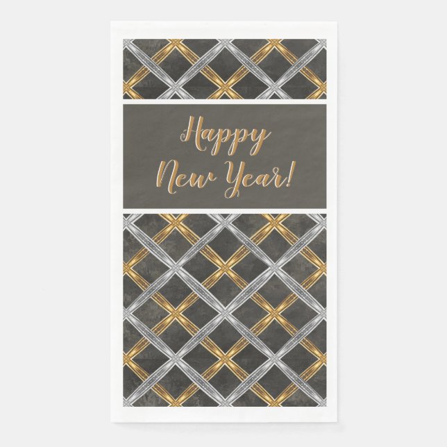 Gold, Silver, and Black Laced Pattern Napkin (Front)