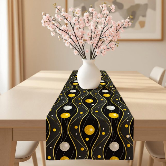 Gold Silver Black Art Deco Pattern Short Table Runner (Creator Uploaded)
