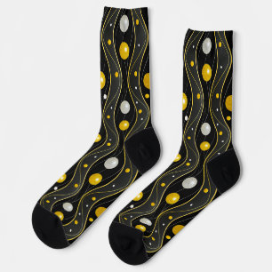 Gold Silver Black Art Deco Pattern Socks