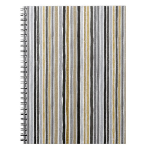 Gold Silver Black Blue Stripes Notebook
