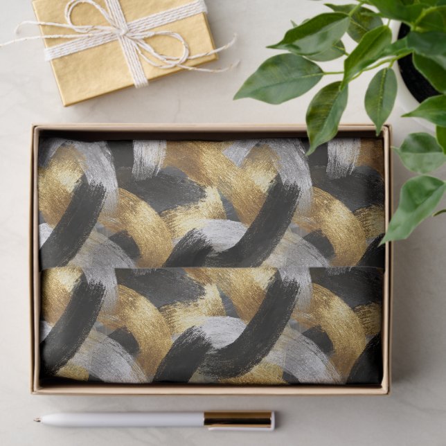 Gold Silver Black Christmas Celebration Tissue Paper (Gift)