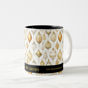 Gold Silver Black Christmas Ornaments Two-Tone Coffee Mug