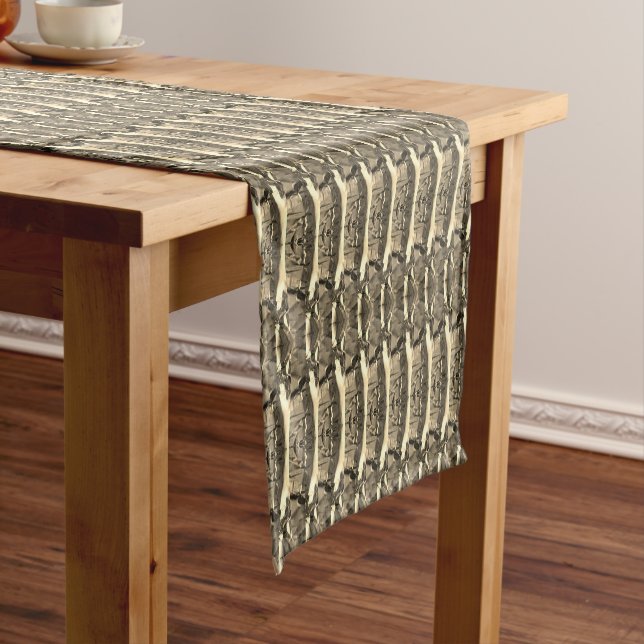 Gold Silver Black Metallic Pattern Short Table Runner (In Situ)