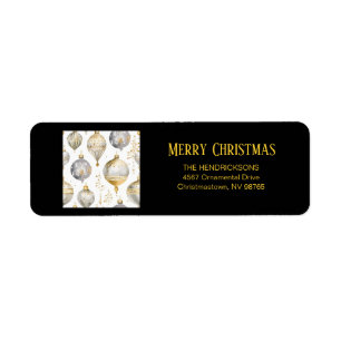 Gold Silver Black Ornaments Christmas Return Address Label