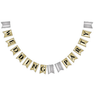 Gold Silver Black Typography Wedding Party Bunting
