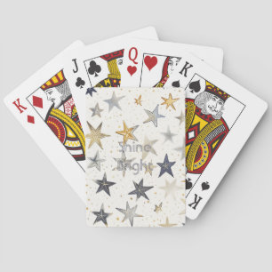 Gold Silver Blue Stars Playing Cards