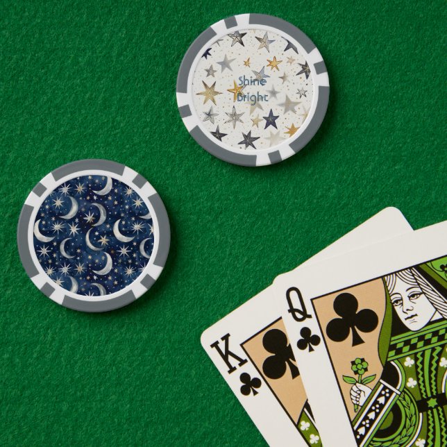 Gold Silver Blue Stars Poker Chips (Poker Table (Double))