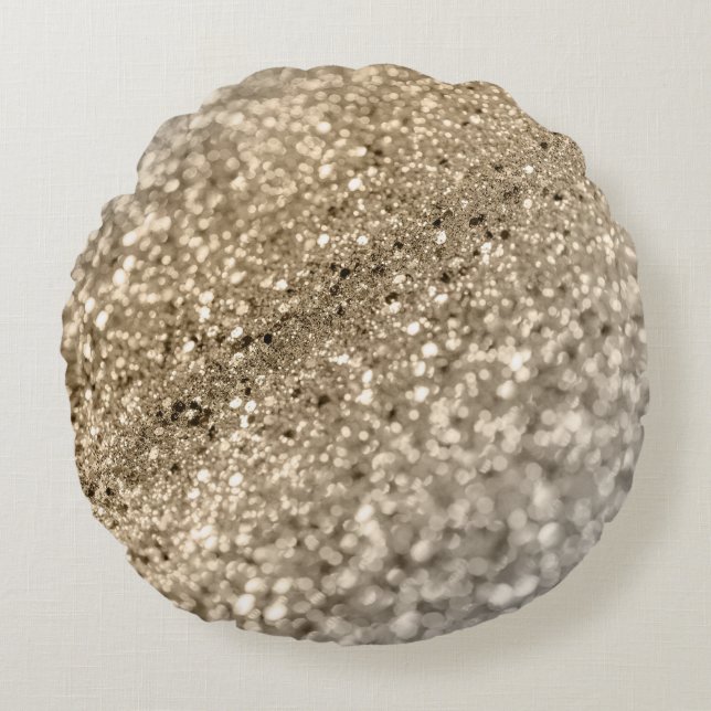Gold Silver Bokeh Glitter #1 (Faux Glitter) #decor Round Cushion (Front)