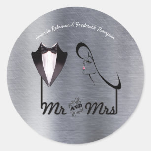 Gold, Silver - Brass Modern  Classic Round Sticker