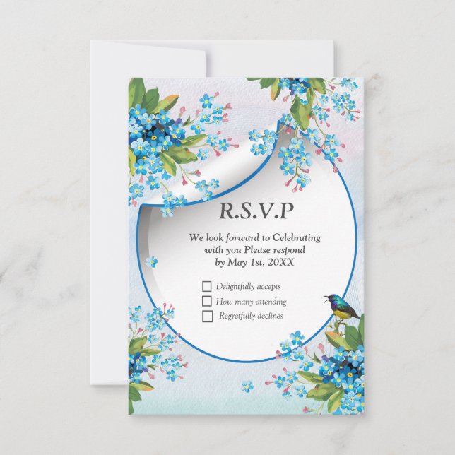 Gold, Silver - Brass Modern  RSVP Card (Front)