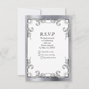 Gold, Silver - Brass Modern  RSVP Card