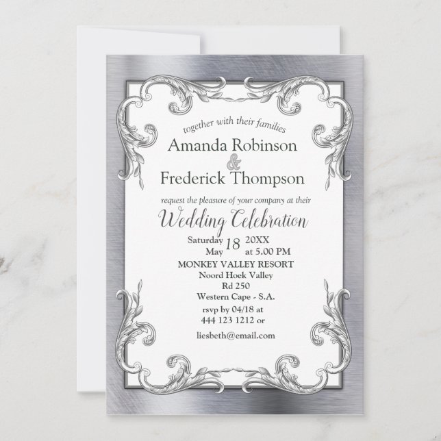 Gold, Silver & Brass Vintage Invitation (Front)