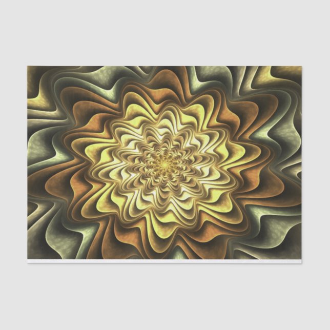 Gold, Silver, Bronze Fractal Flower Tissue Paper (Front)
