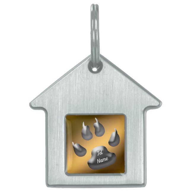 Gold Silver Cat Pet ID Tag (Front)