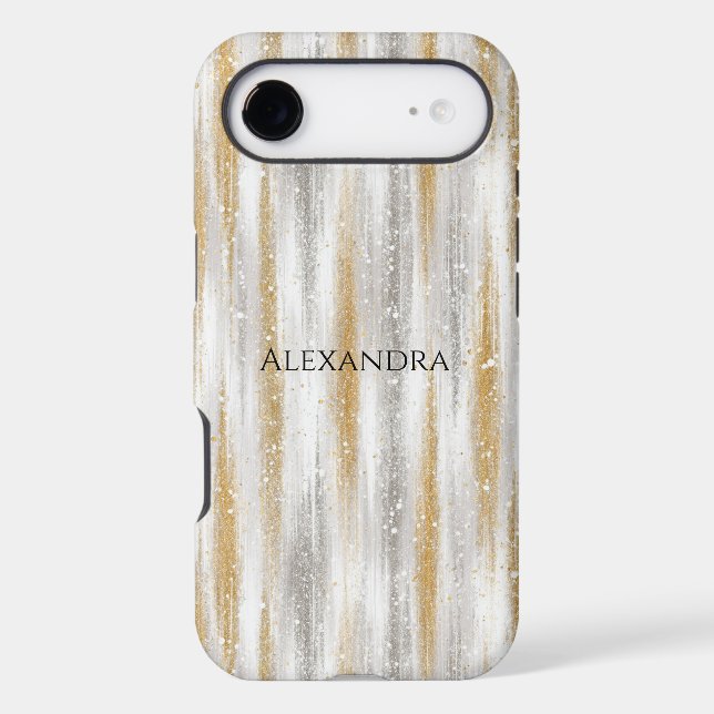 Gold Silver Chic Glam Glitzy Stripes (Back)
