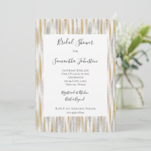 Gold Silver Chic Glam Glitzy Stripes Bridal Shower Invitation