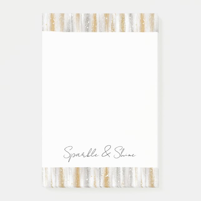 Gold Silver Chic Glam Glitzy Stripes Sparkle  Post-it Notes (Front)