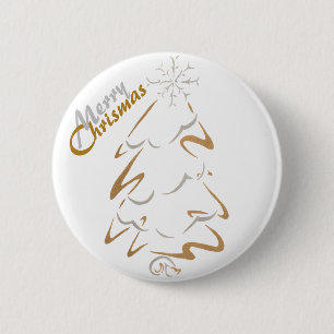 Gold & Silver Chrismas Tree 6 Cm Round Badge