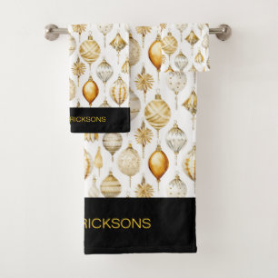 Gold Silver Christmas Ornaments  Bath Towel Set