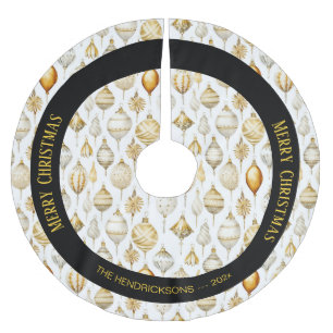 Gold Silver Christmas Ornaments  Brushed Polyester Tree Skirt