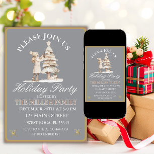 Gold&Silver Christmas Party Invitation