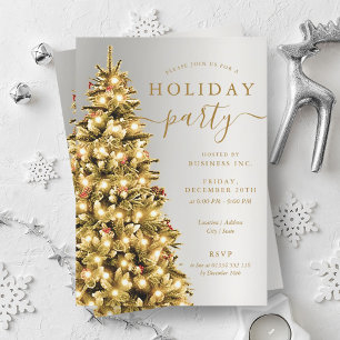 Gold Silver Christmas Tree Company Holiday Party  Invitation