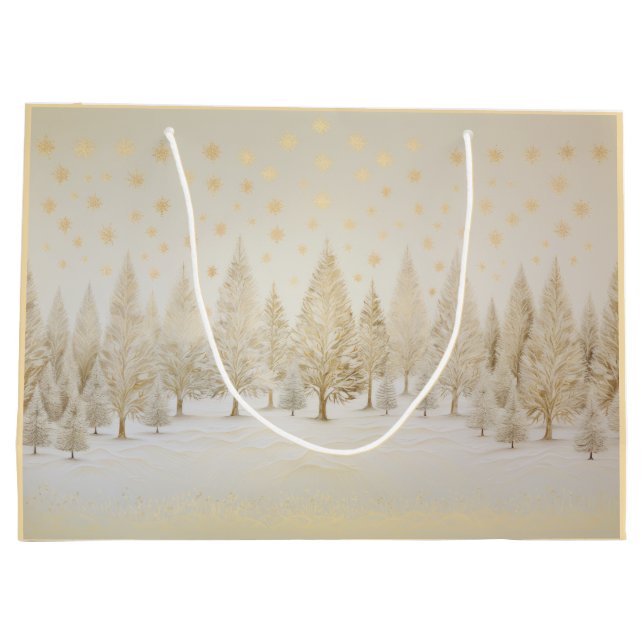 Gold Silver Christmas Trees Gift Bag (Back)