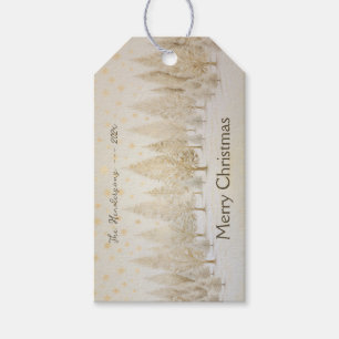 Gold Silver Christmas Trees Gift Tag