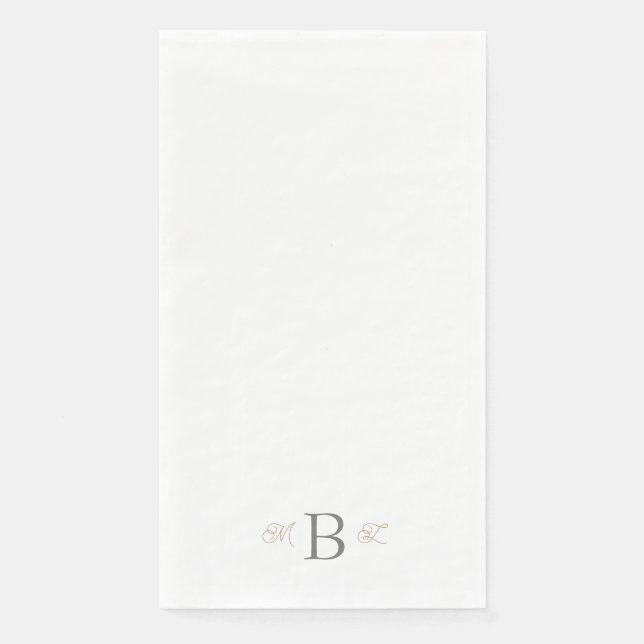 Gold & Silver Combo Font Monogram Wedding  Napkin (Front)