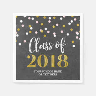 Gold Silver Confetti Class of 2018 Graduation Napkin