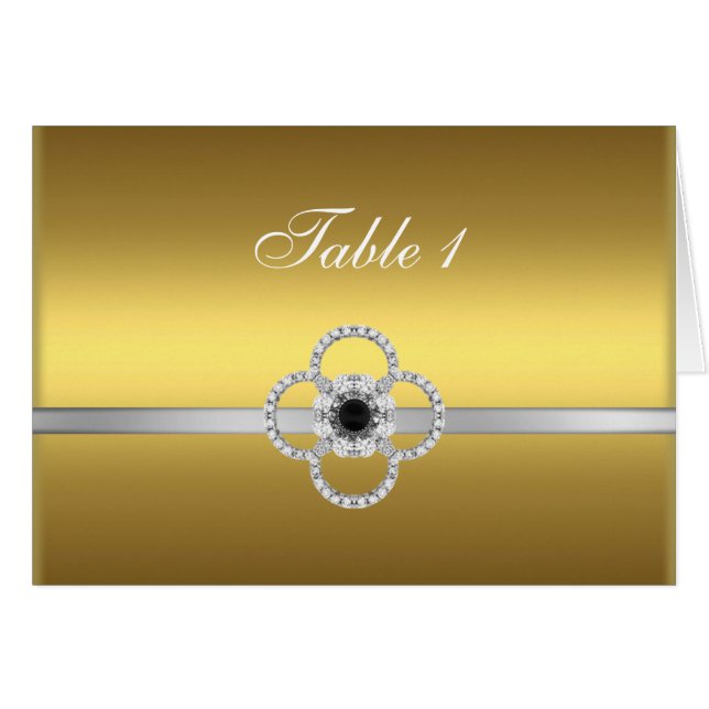 Gold Silver Diamond Black Jewel Table Card 1 (Front Horizontal)