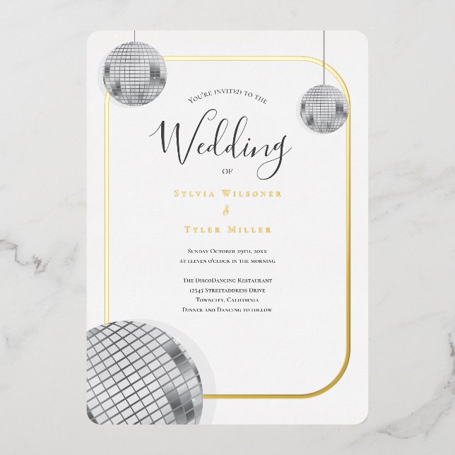 Gold Silver Disco Retro Wedding (Front)
