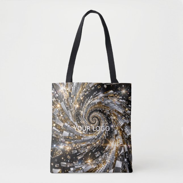 Gold & Silver Disco Spiral Vortex  Tote Bag (Front)