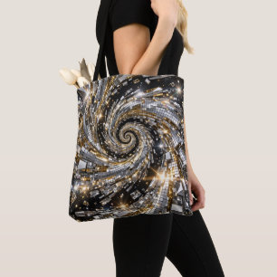 Gold & Silver Disco Spiral Vortex  Tote Bag
